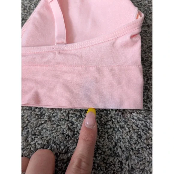 Juicy Couture Pink Seamless Rhinestone Logo Bralette V-Neck Adjustable Straps M - Picture 4 of 5